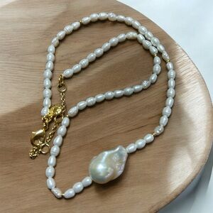 J.Crew pearl necklace with gold tone hardware